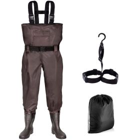 Sunocity Chest Fishing Waders for Men Women with Boots Waterproof, Nylon Chest Wader with PVC Boots & Hanger (Color: Coffee, size: Men 11 / Women 13)